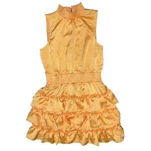 1.STATE, Smoked Tiered Sleeveless Dress, Yellow & Orange, Large, Used